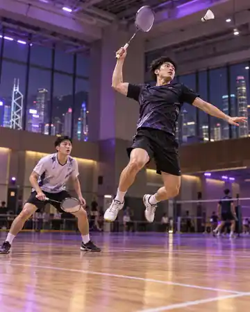 香港室內羽毛球場上的球員