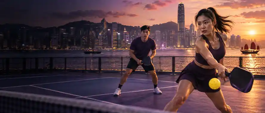 香港海旁匹克球場上的男女運動員